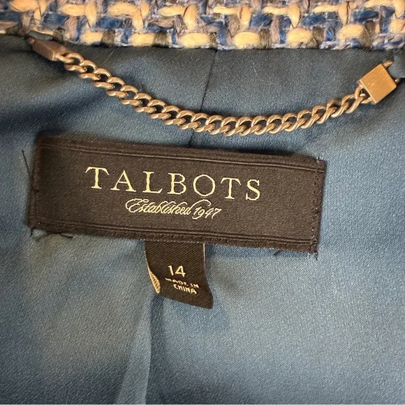 Classic Talbots Teal Tweed Wool-Blend Blazer — Size 14 - Picture 2 of 10